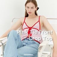 Pink Tie-front Crop Top