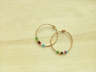 大小圈圈小米珠老琉璃包14K金耳環