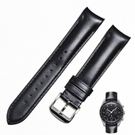 สายรัดหนังแท้พรีเมียมสำหรับ Omega Speedmaster สำหรับ Swatch MoonSwatch Pin Buckle ผู้ชายผู้หญิงปลายโค้งสายนาฬิกาข้อมือ20Mm 22Mm
