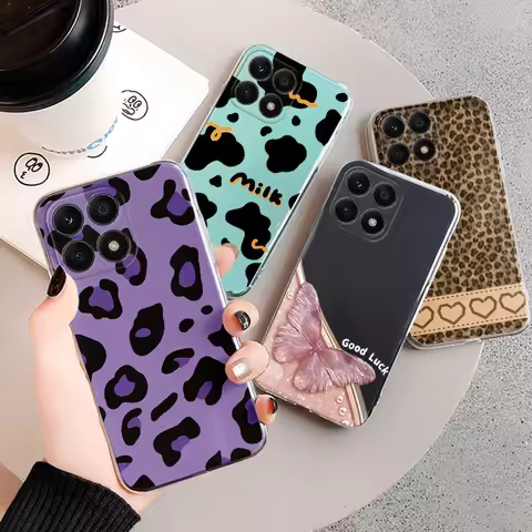 Clear Case For Honor X8b X8A X8 X7C X6 X6A X6B 70 Lite 200 Smart X7a Leopard Print Basic Phone Cover