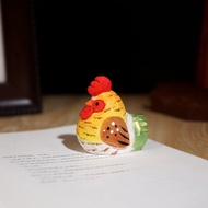 Handcrafted Mini Gaggle Chicken Wood Carving Decorative Figurine Cartoon Co Worker Stress Relief Des