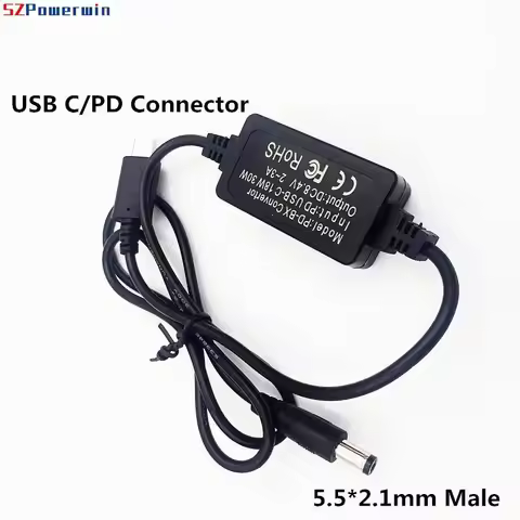 10PCS USB-C PD Convertor to 5.5*2.1mm for Camera DC Coupler AC-PW20 FW50 FZ100 Canon DR400(BP511) DR