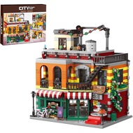 City Coffee House Mini Building Set, Three-Level Cafe Modern House Building Set- Not Compatible with