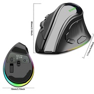RGB Rechargeable Vertical Mouse 2.4G and BT 5.1 Wireless Mice Ergonomic Backlight Mouse,5 Side Butto