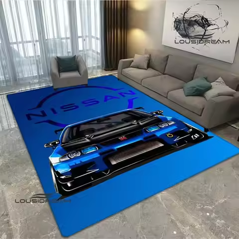Exquisite GTR Flag Car Pattern Carpet Decoration Room Home Outdoor Decor Racing Rug Non Slip Washabl