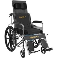 （READY STOCK）Changshou Spring Elderly Wheelchair Elderly Foldable Lightweight Wheelchair with Toilet Leg Lifting Sick Car