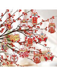 1 套農曆新年裝飾掛飾樹、室內場景佈置、財富和節日裝飾、幸運符號掛飾、節日氣氛佈置用品、盆栽綠色植物裝飾小吊墜。