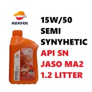 [1.2L] 100% ORIGINAL REPSOL SEMI SYNTHETIC 15W50 MXR PLUS / SN JASO MA2 HONDA REPSOL ENGINE OIL MINY