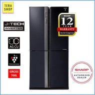【FREE SHIPPING】Sharp SJF858VMBK Fridge 4 Doors / Multi Doors 700L J-Tech Inverter Refrigerator Peti 