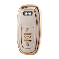 For Audi key fob cover, premium car key case shell with fashion gold keychain fit Audi a s RS Q series