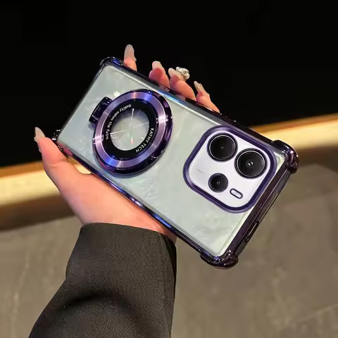 For Redmi Note14 Case Luxury Plating Stand Shockproof Clear Case For Redmi A5 Note 14ProPlus 14C 13C