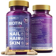 SUNUV Biotin 10000mcg |   Kolagen |   Keratin |   Asid Hyaluronik 80000mcg untuk Rambut, Kulit & Kuk