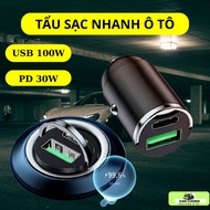 100W Fast Charger, Type-C + USB Mini Car Fast Charger Car Charger Car Charger Fast Charging