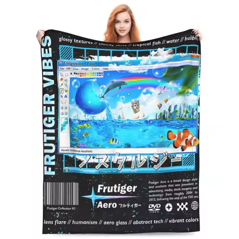 Frutiger Aero Fashion Blanket Warm Novelty Plush Throw Blanket For Couch Chair Sofa Camping Flannel 