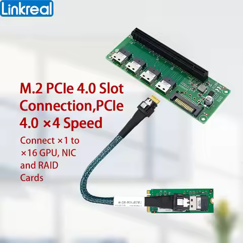 Linkreal PCIe 4.0 Slot Expansion M.2 to SAS RAID Card NIC and GPU PCIe 4.0X4
