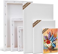 Kigniote Canvas Set, 6 Pieces Canvas for Painting, 30 x 20.20 x 15.15 x 10 cm, Stretcher Frame, Whit