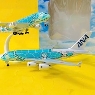 Airbus 380-800 Commercial Airplane Model 2 floors 4 engines ANA "All Nippin Airways" Green Turtle 20