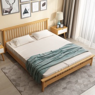 【Free Shipping】Nordic Wooden Bed Frame Single/Super Single/Queen/King Size Bed frame With Mattress Wooden Bed frame