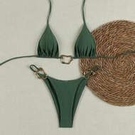 Polovedo Official New Arrival Spring/Summer Casual Sexy Halter Military Green Bikini Swimwear, ชายหา