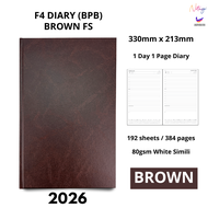 F4 Diari 2026 1 hari 1 Halaman Diari dengan senarai tugasan harian Kulit Keras BPB Saiz F4 Folio Buk