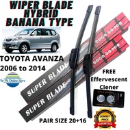 WIPER BLADE CLASS A+ TOYOTA AVANZA 2006 TO 2014 (FREE) WINDOW CLEANER TABLETS - PAIR (20+16)
