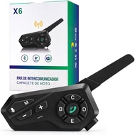 X6 Helmet Bluetooth Intercom Headset 1-to-5 Real-time Intercom 1500m Cycling Skiing with FM IP67 Wat