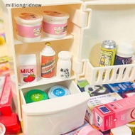 [milliongridnew] 1/12 Mini Dollhouse White Refrigerator With Food Set Kitchen Toys Miniature Furniture Fridge Decorations For Kids Gift GZY