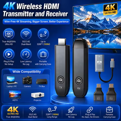 4K 100M Wireless HDMI Video Transmitter Receiver Kits HDMI Extender Adapter TV Dongle 4K for Monitor