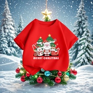 (24 Hours Delivery)KIDS PRINCESS Merry Christmas T-Shirt Children's Short Sleeve Cute Red S38