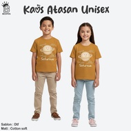 Boys and Girls Tops with Planet Saturn Motif in Almond Color