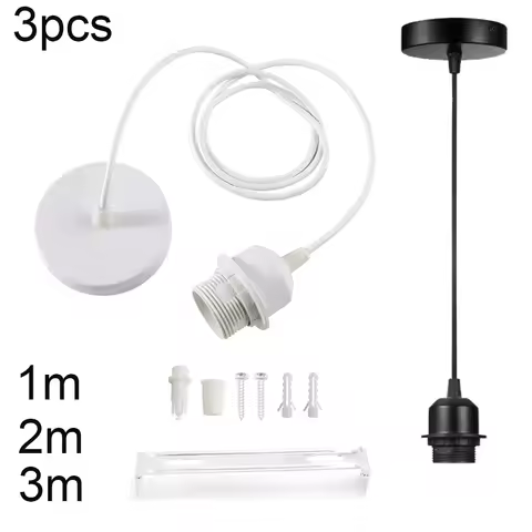 E27 Hanging Lamp Holder 1m 2m 3m Adjustable Cable with Fitting Ring Half Tooth Lamp Socket for Penda