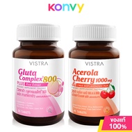 VISTRA Set Skin Beauty Gluta Complex 800 Plus Rice Extract 30 Tablets + Acerola Cherry 1000mg Plus Citrus Bioflavavonoid