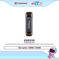 Transcend SSD ESD310 3D NAND Portable External SSD with USB 3.2 Type-A Type-C Connectors (128GB / 25