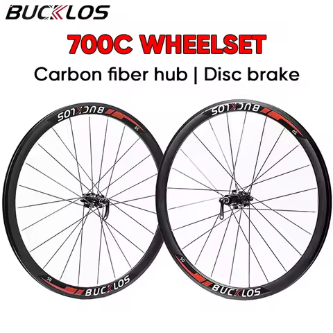BUCKLOS 700C Road Bike Wheelset Carbon Hub Disc Brake Bicycle Wheels Rim 9*100/10*135mm QR Wheel Fro
