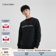 Calvin Klein Jeans秋冬男士时尚简约ck字母印花舒适抓绒圆领卫衣J322333 BEH-黑色 M