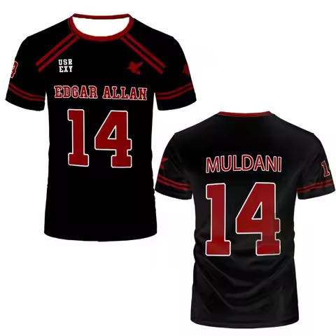 New The Foxhole Court Edgar Allan Ravens Lacrosse Jersey Cosplay Riko Moriyama 3D Tshirt All For The