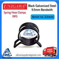 [ UNI ] Automotive Black Spring Hose Clip 8mm~22mm , Black Galvanised Steel, Fuel Hose, Air Hose, Ho