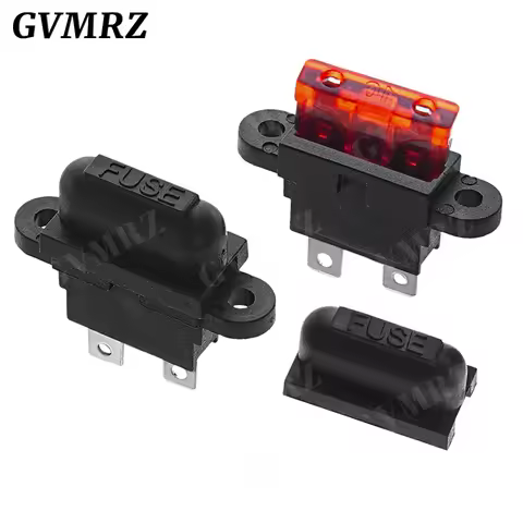 5PCS Waterproof Auto Standard Middle Fuse Holder + 1-50A Car Boat Truck ATC ATO Blade Fuse 3A 5A 10A