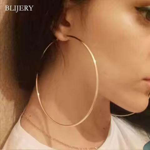 BLIJERY Trendy Large Hoop Earrings Big Smooth Circle Earrings Basketball Brincos Celebrity Brand Loo