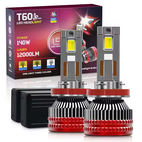 T60 3 Colors in One H4 H7 H1 H3 9005 9006 HB3 HB4 H11 H8 9012 HIR2 LED Car Headlights 140W 3570 Big 