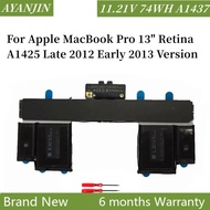 A1437 Battery For Apple MacBook Pro 13" Retina A1425 Late 2012 Early 2013 Version
