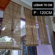 Kerai Tirai Gorden Gulung Lidi Tenun Lebar 70 cm Custom Kerajinan Anyaman Jogja