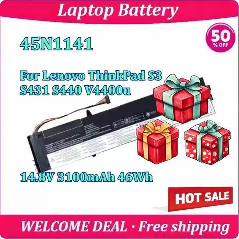 New 45N1141 Laptop Battery For Lenovo ThinkPad S3 S431 S440 V4400u 14.8V 3100mAh 46Wh High Capacity