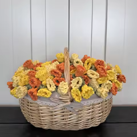 Flower Bouquet Blanket, Crochet Flowers Bouquet Throw Blanket, Handmade Crochet Rose Blanket for Mot
