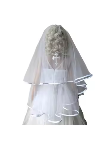 God Bless 1st First Holy Communion church Wedding Flower Girl Dress Up decoration white cross Veil B
