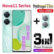 3IN1 Front Back Full Cover Protection Hydrogel Film For Huawei Nova 11 Nova11 Pro Ultra 11i 11Pro 11Ultra Nova11i Soft Screen Rear Camera Protect Back Film Not Tempered Glass Film