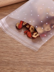 100入組塑料透明玻璃紙包波卡圓點糖果餅乾禮品袋帶DIY自粘小袋包適合派對