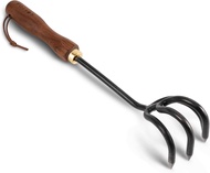 Gardening Tools Hand Rake Stainless Steel Cultivator for Digging Aerating Soil and Weeding Heavy Dut