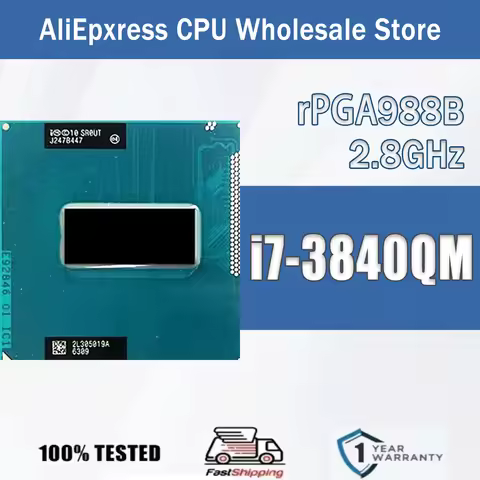 Intel Core i7-3840QM 2.8GHz 4 Cores 8 Threads 8M 45W i7 3840QM Computer CPU Processor Server Socket 