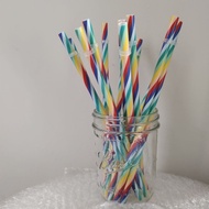 RAINBOW Reusable Straw - 26cm BPA FREE plastic straws fits for mason jar - environmentally friendly 